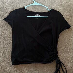 Hollister black cross over crop top